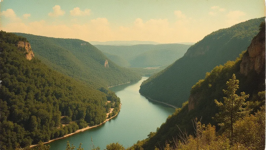 Vintage postcard of the Ozark Mountains in Arkansas