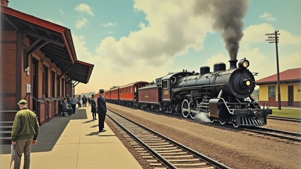 Vintage postcard of a train depot in Arkansas