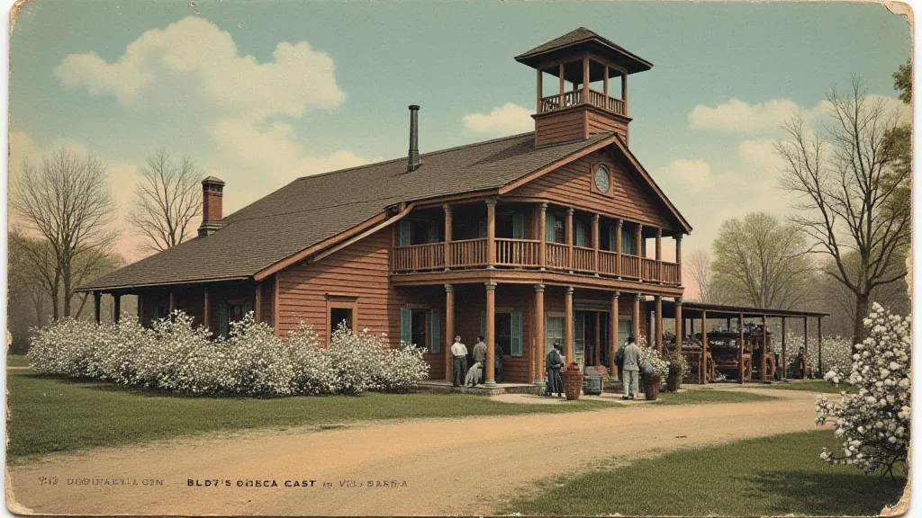 Vintage postcard of a cotton gin