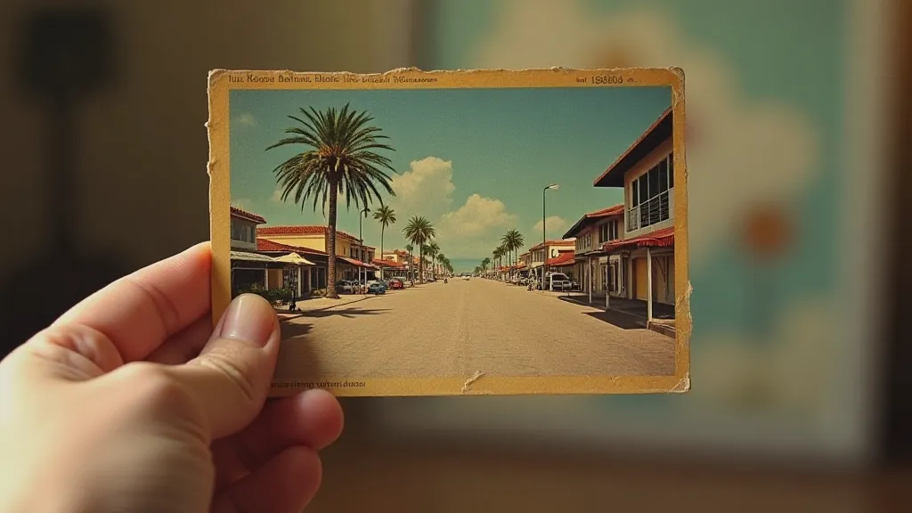 Hand holding a vintage postcard