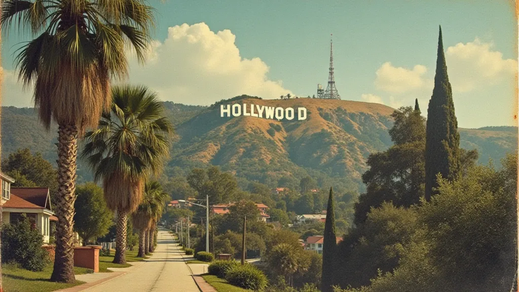 Vintage postcard of the Hollywood sign