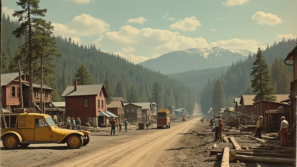 Vintage postcard depicting an Idaho logging town.