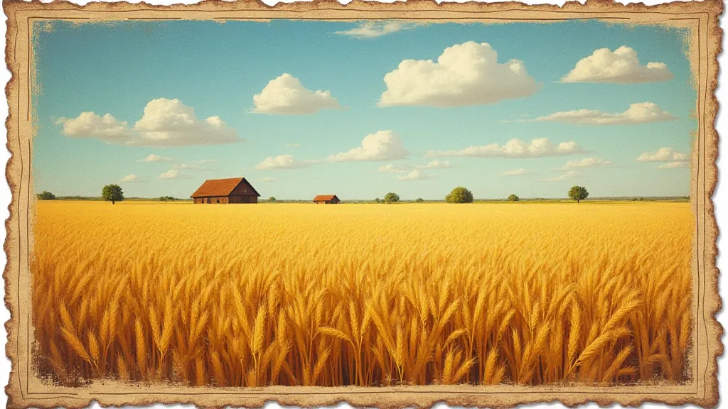 Vintage postcard of a wheat field in Indiana