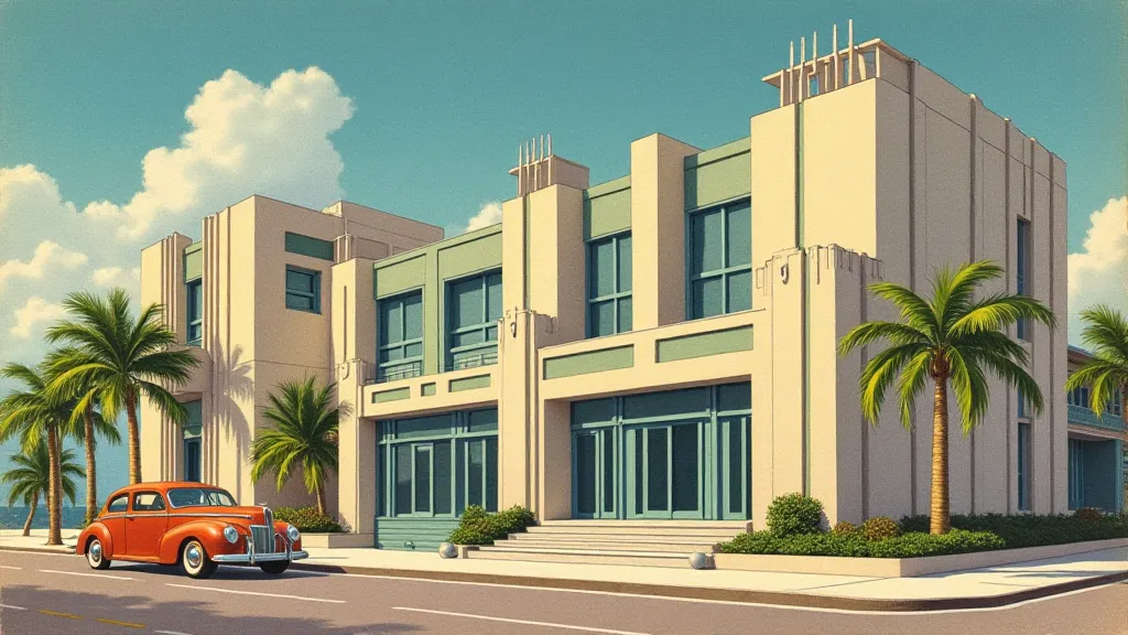 Vintage postcard of Miami's Art Deco architecture