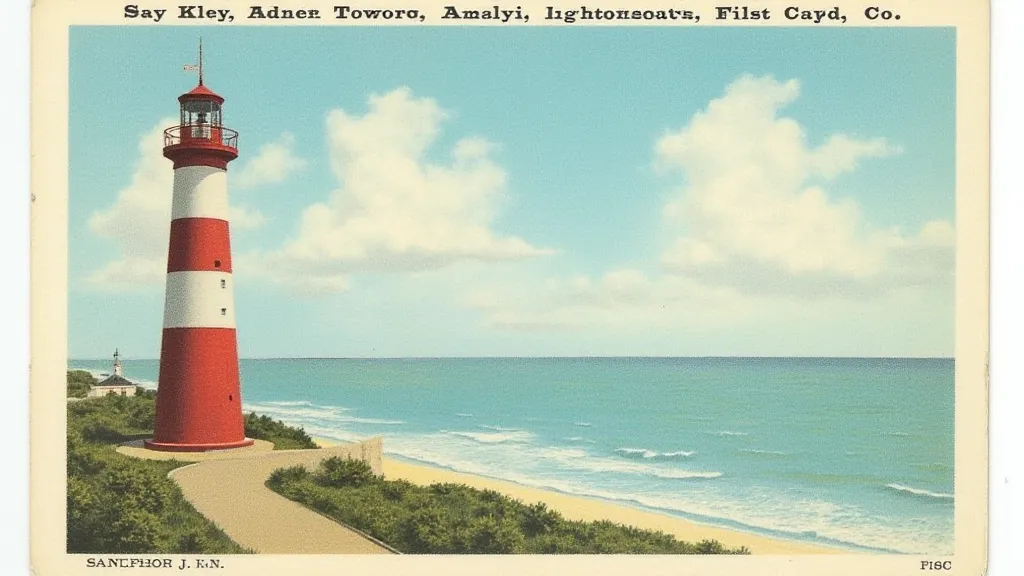 Nauset Lighthouse on a vintage postcard