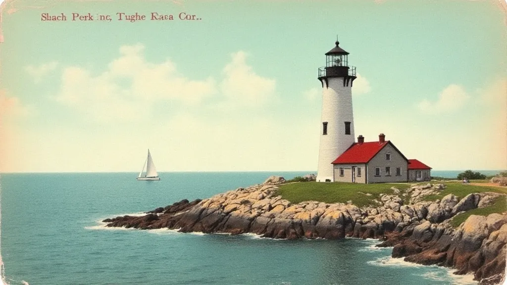 Vintage postcard of Portland Head Light