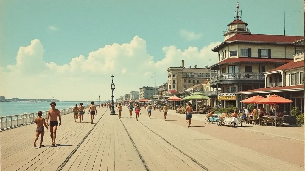 Vintage postcard of Rehoboth Beach boardwalk